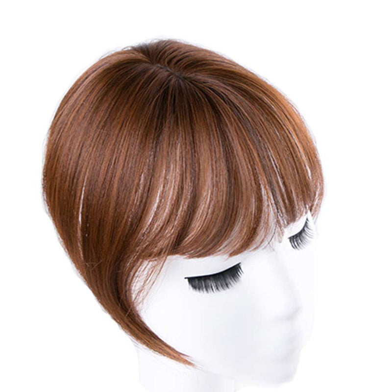 LesafeV Mini Fringe Hairpiece Straight Clip in Forehead Topper with Wispy Bangs Extension Light Brown - Image 5